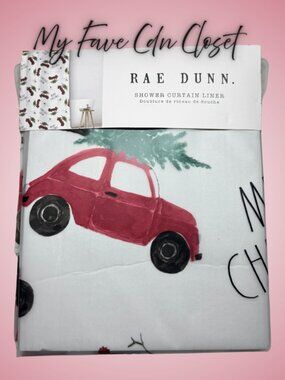 NEW**Rae Dunn**Holiday Shower curtain liner**Beetle Car/Snowman/Merry Christmas